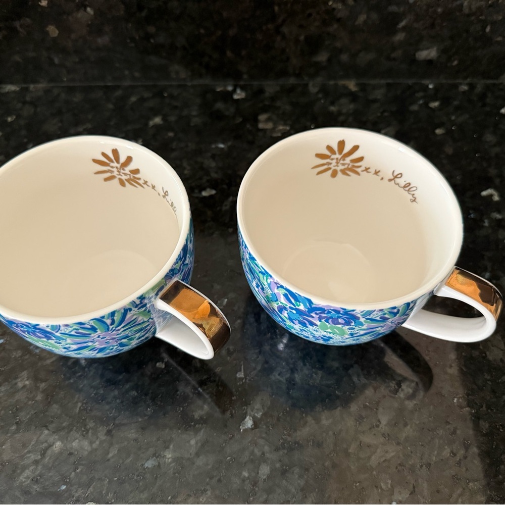 Lilly Pulitzer Blue and Gold Dining Mugs